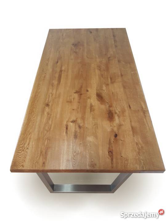 Nowoczesny stół dębowy stal nierdzewna Dobrodzień