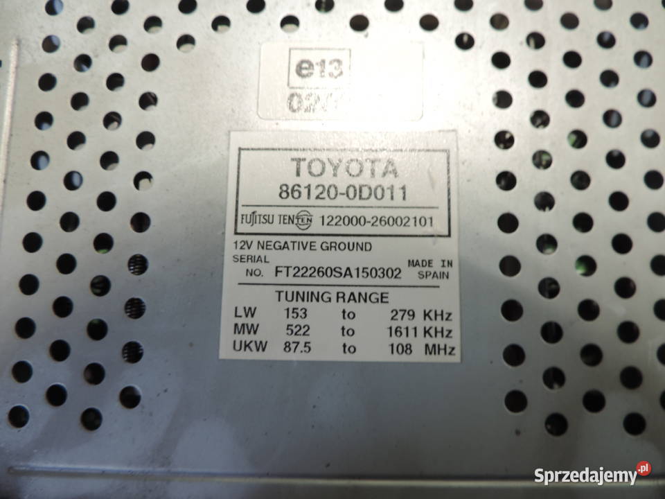 TOYOTA YARIS I RADIO FABRYCZNE 861200D011 Nowy Sącz