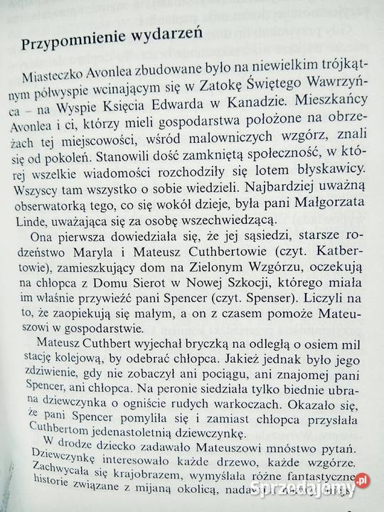 Ania z Zielonego wzgórza powtórki lektur szkolne Warszawa sprzedam