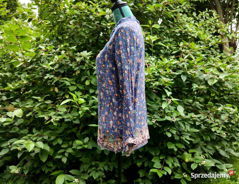 Bluzka Esprit 40 L niebieska wzór floral orient Szczecin