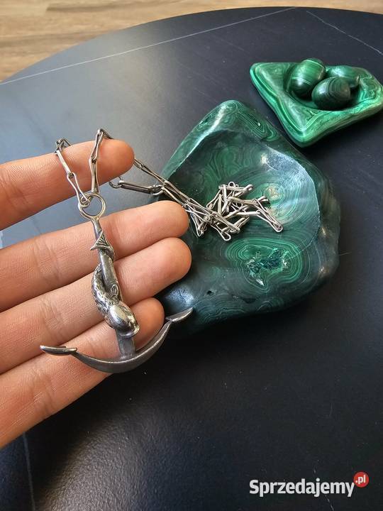 Srebrny naszyjnik kotwica ryba Warszawa sprzedam