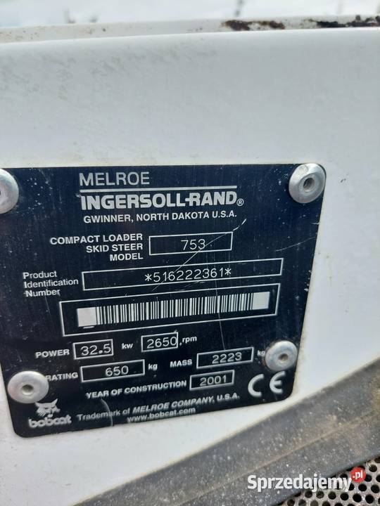 Miniładowarka Bobcat 753 z koparką łańcuchową Rok produkcji 2001 Koparki Trzydnik Duży