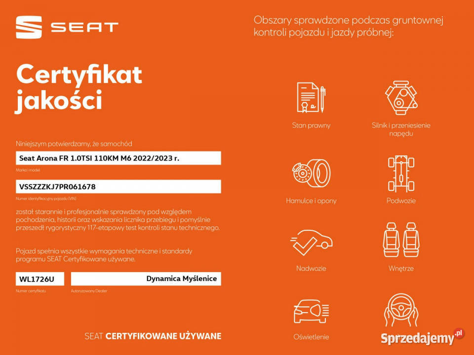 Seat Arona VAT 23 FR 10TSI 110 M6 20222023 r 4/5 Arona Myślenice