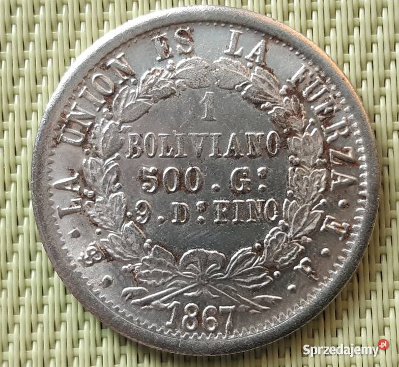 MonetaNumizmatKopia 1 BOLIVIANO 1867 BOLIVIA 5 Pruszków sprzedam