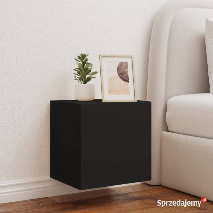 Ścienna szafka TV z LED czarna 405x35x40 mazowieckie Warszawa
