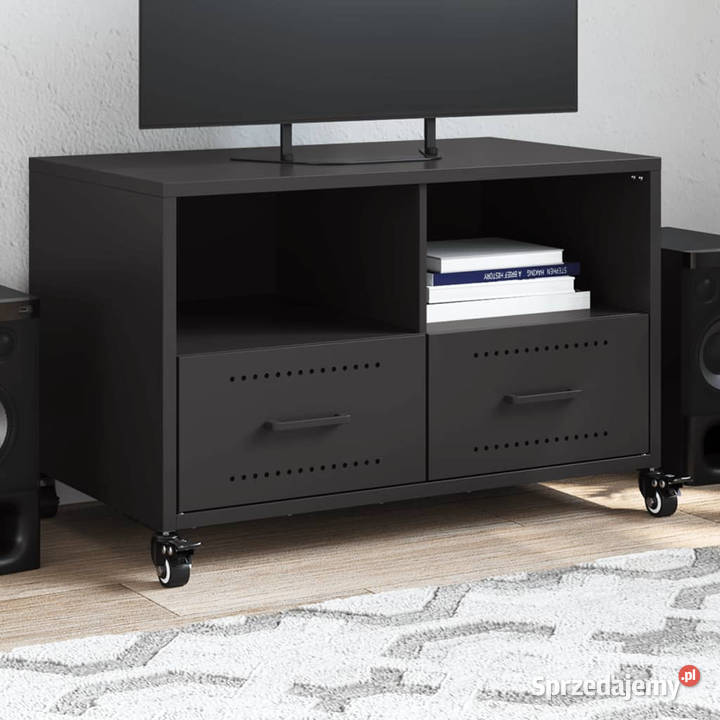 Szafka RTV czarna 68x39x435 stal WM846698 Warszawa