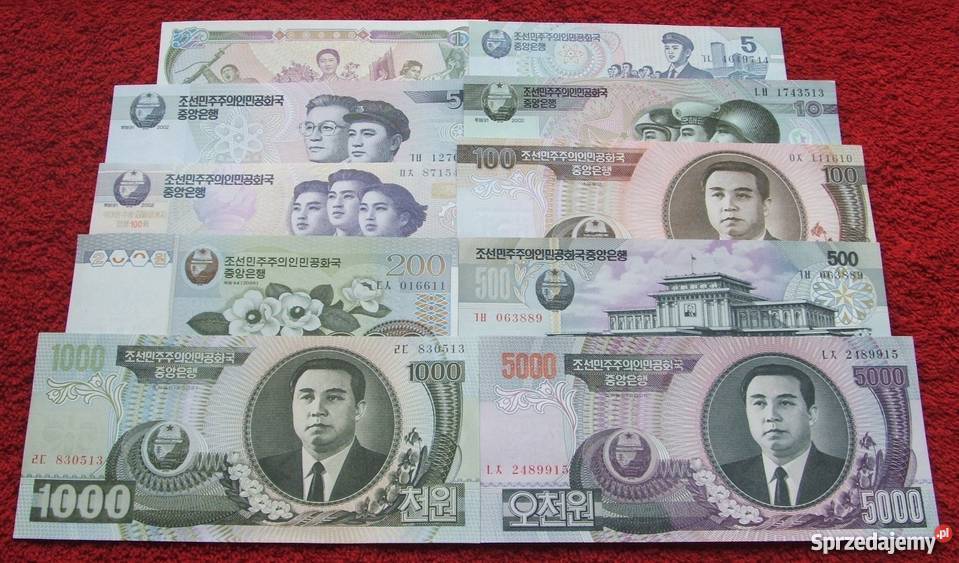 KOREA Kolekcjonerskie Banknoty Zestaw 10 sztuk Antyki, Sztuka, Kolekcje