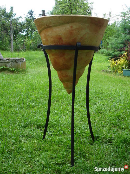 Donica ceramiczna mrozoodporna w stojaku 85 sprzedam