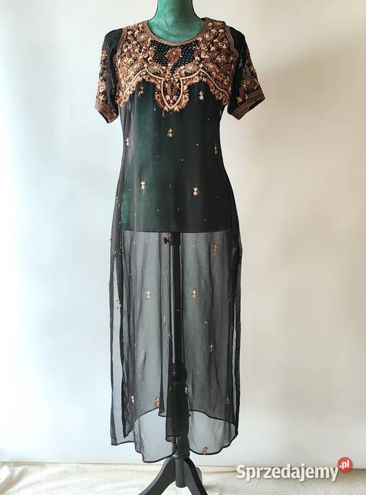 Indyjska tunika vintage retro sukienka czarna Bluzki i koszule sprzedam