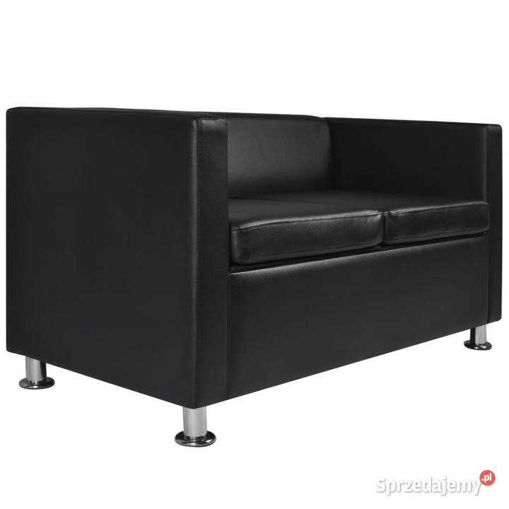 Sofa 2osobowa ze skóry syntetycznej czarna Warszawa