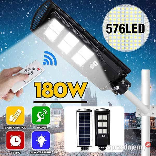 Uliczna Lampa Zasilana Energią Słoneczną LED 180 Wałcz