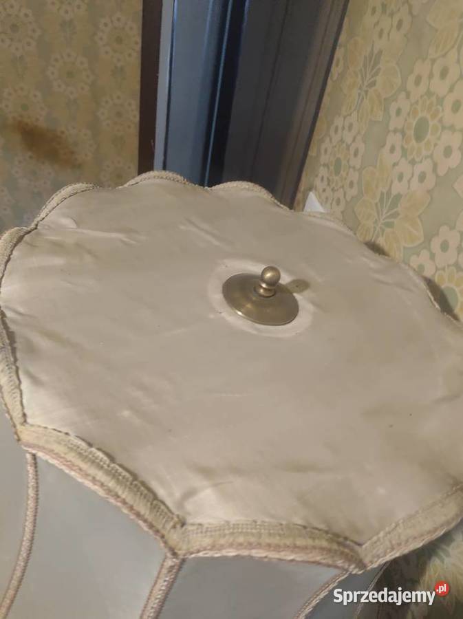 WYSOKA STARA LAMPA PODŁOGOWA drewniana abażur