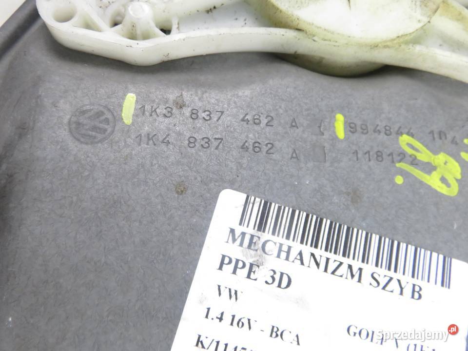 PODNOŚNIK SZYBY PRAWY 3D VW GOLF V 1K3837462A Części samochodowe