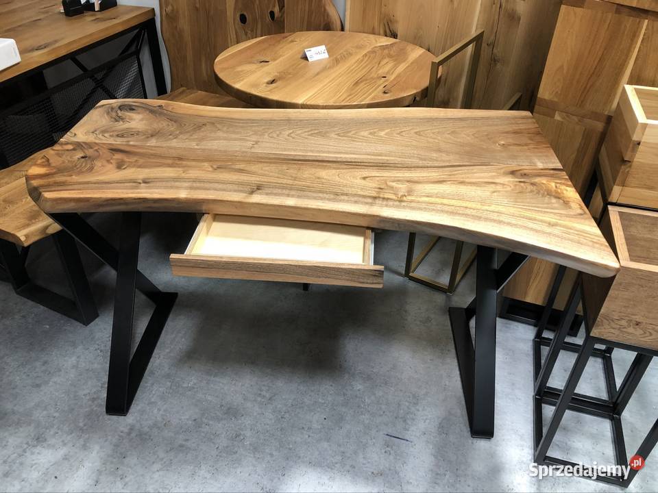 Biurko stolik orzech włoski live edge loft Kielce