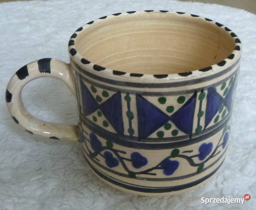 Kubek ceramiczny z etnicznym wzorem mazowieckie