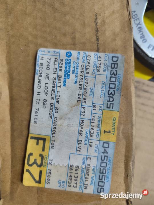 Komplet szczęk hamulca postojowego MOPAR lubelskie Gościeradów Ukazowy sprzedam