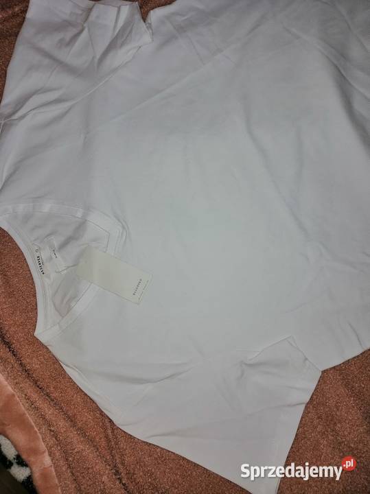 Biała bawełniana Koszulka Bluzka Tshirt Slim fit Leszno