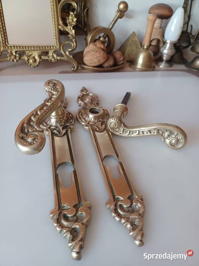 Komplet pięknych starych szyldów i klamek Poznań