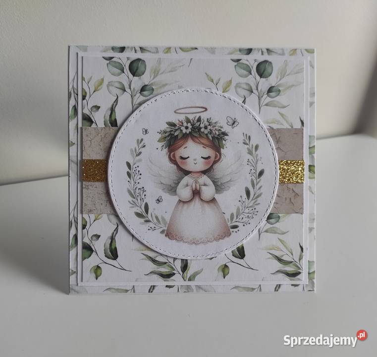 Kartka ręcznie robiona handmade z okazji Chrztu Łódź sprzedam