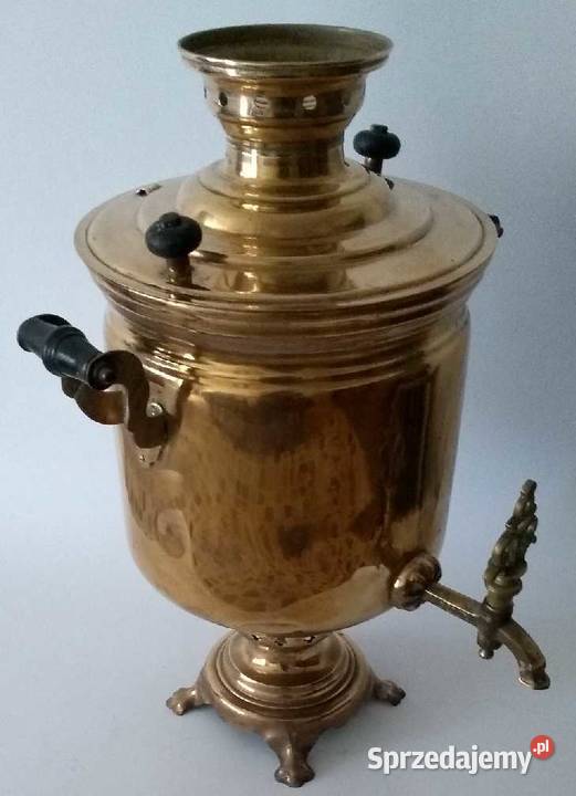 Rosyjski mosiężny samowar na węgiel Łódź