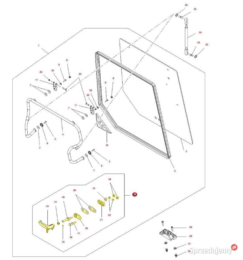 Zestaw klamki tylnej szyby Massey Ferguson Kabina i karoseria podlaskie Białystok