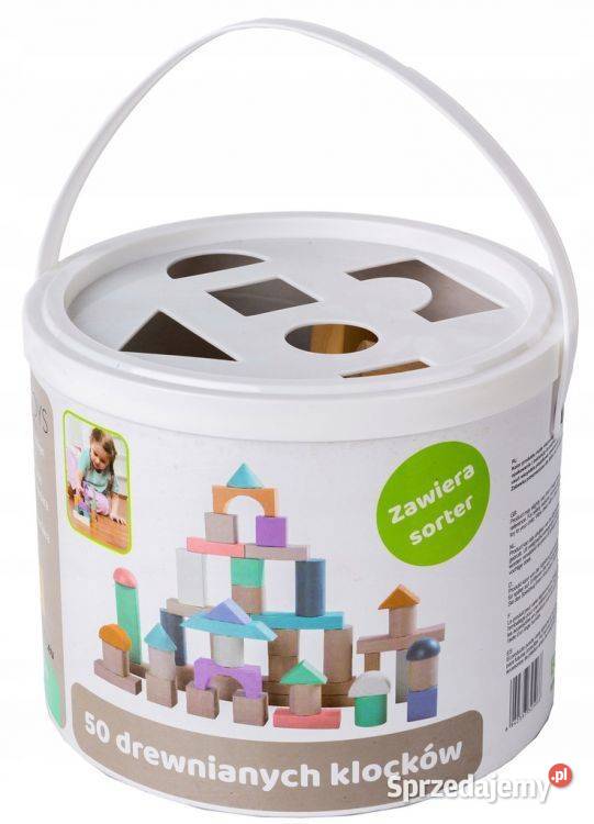 Drewniane klocki 50 wiaderko sorter Ecotoys Bielsk Podlaski
