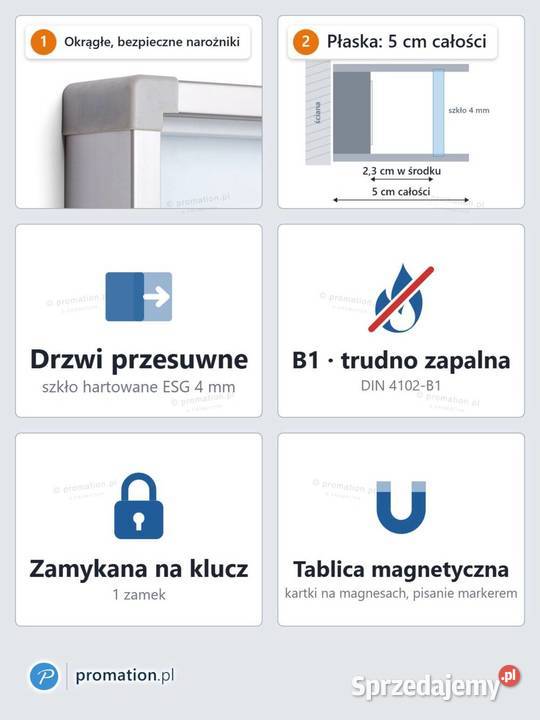 Tablica ogłoszeniowa szkolna 8A4 z bezpiecznymi