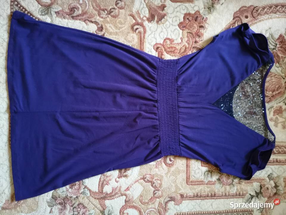 Fioletowa śliwkowa sukienka z siateczką w cekiny