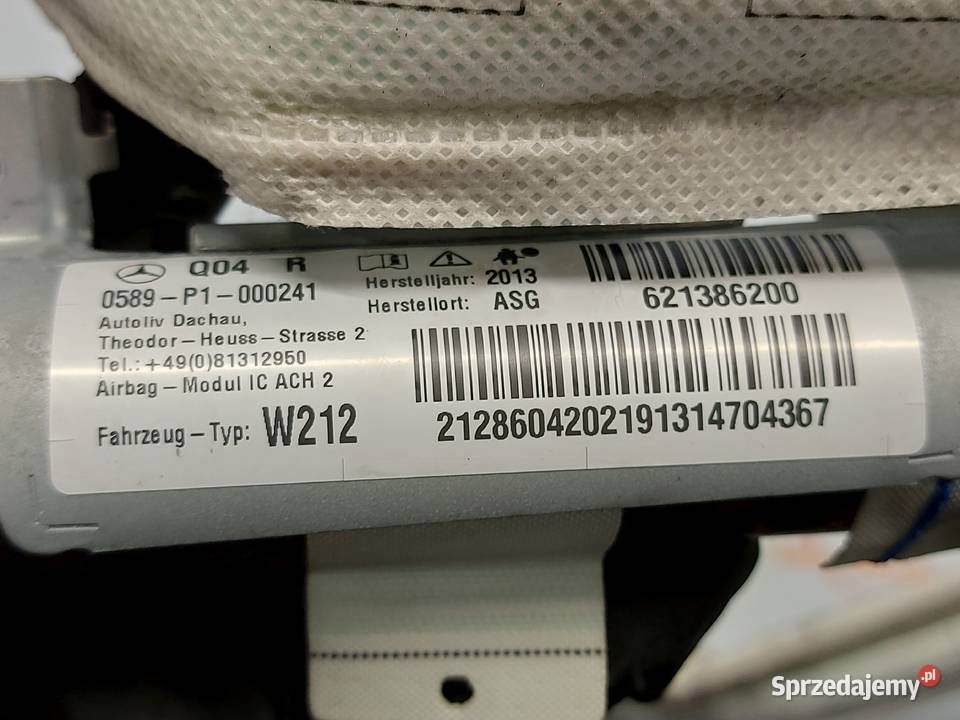 MERCEDES E KLASA W212 LIFT kurtyna AIRBAG prawa Poduszki powietrzne Kielce
