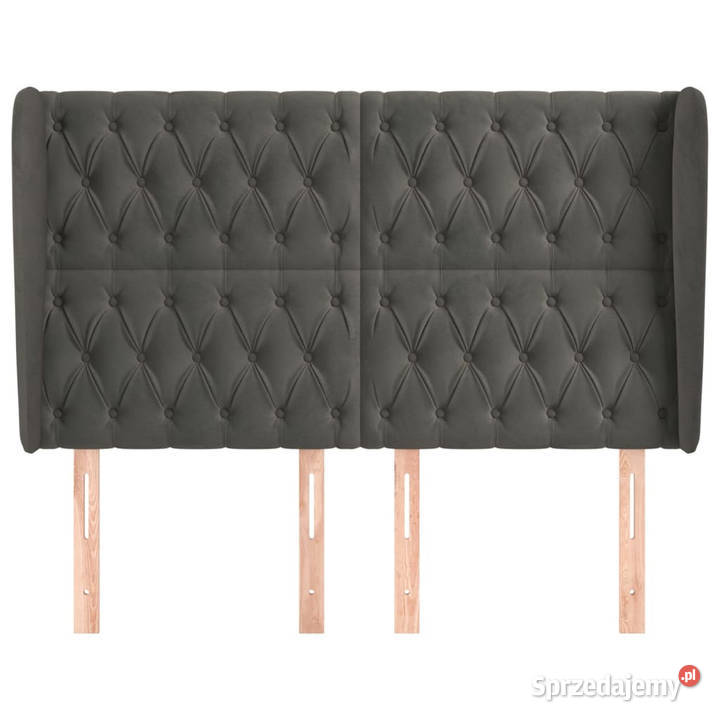 Zagłówek uszak ciemnoszary 147x23x118128 aksamit