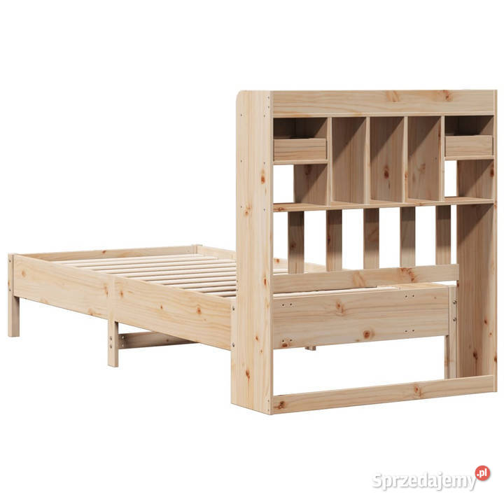 Łóżko z regałem bez materaca sosnowe 90x200
