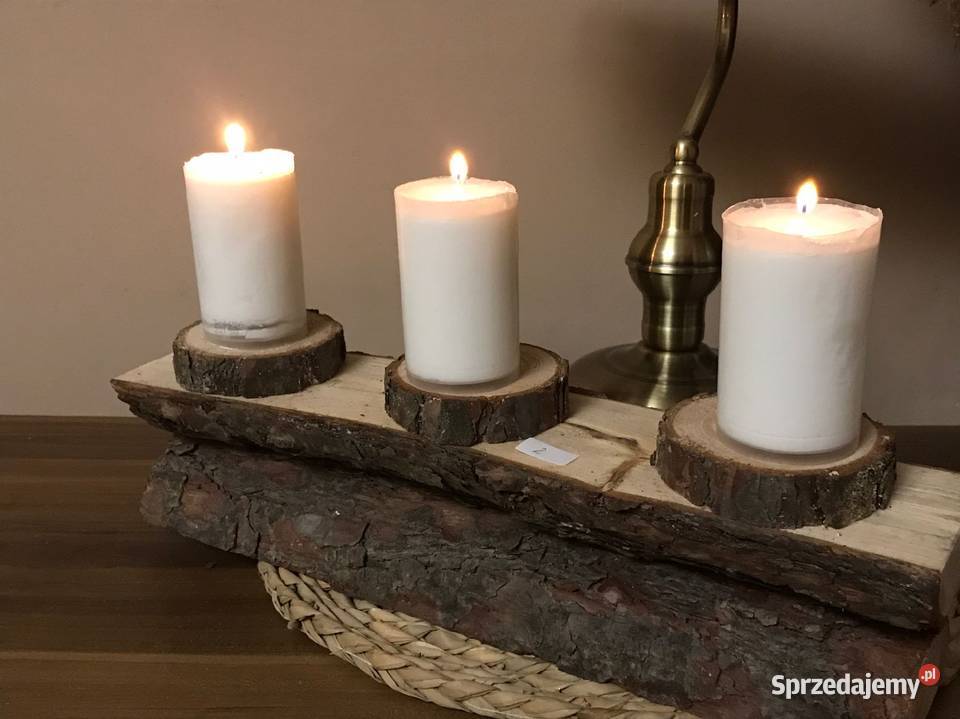 Świecznik drewniany loft Pozostałe Wojsławice sprzedam