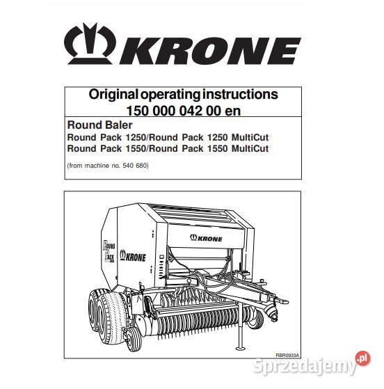 Krone round pack 1250 1550 instrukcja obsługi Kielce