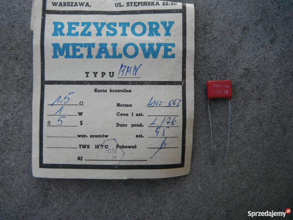 Rezystor metalowy RMN 15 Ohm 1W 5 Nowe mazowieckie Chlewiska