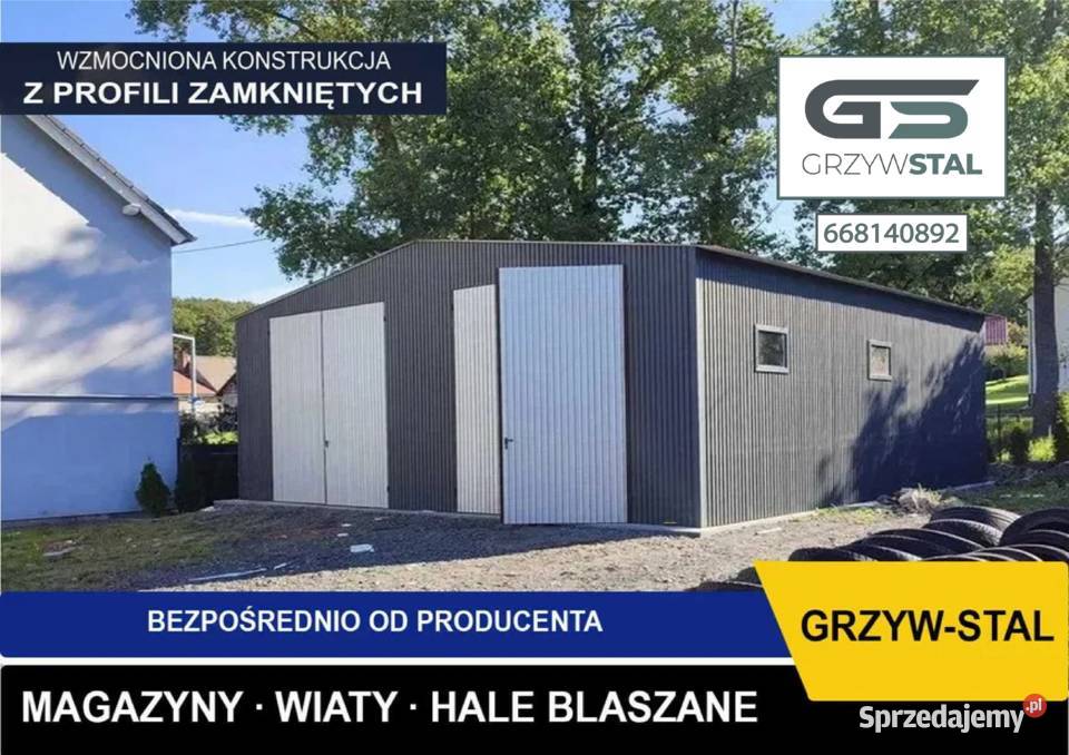 Garaż Blaszany Grafitowy -BLASZAK/MAGAZYN - HALA- Wiata – GRZYWSTAL