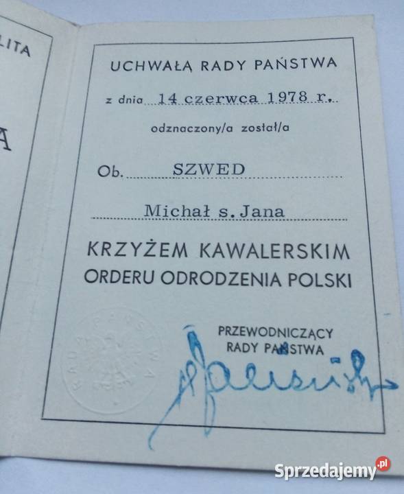 KRZYŻPOLONIA RESTITYTA PUDEŁKO LEGITYMACJA ŁADNY mazowieckie Legionowo sprzedam