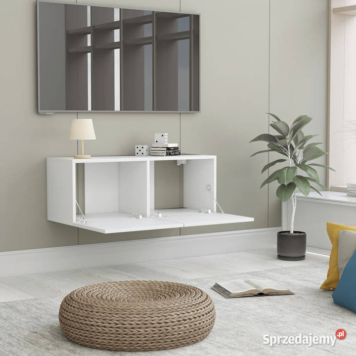 Szafka TV biała 80x30x30 materiał drewnopochodny
