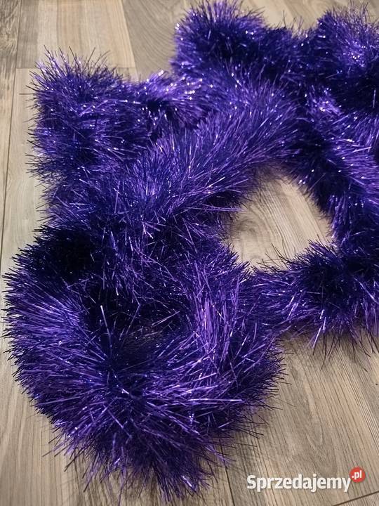 Zestaw duże fioletowe bombki łańcuch 6 bombek 2