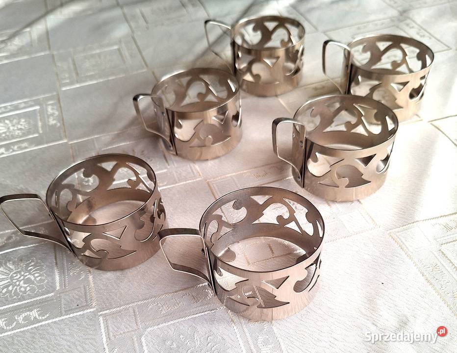 Komplet 6 metalowych koszyczków na szklanki styl Szklanki i kufle Kraków