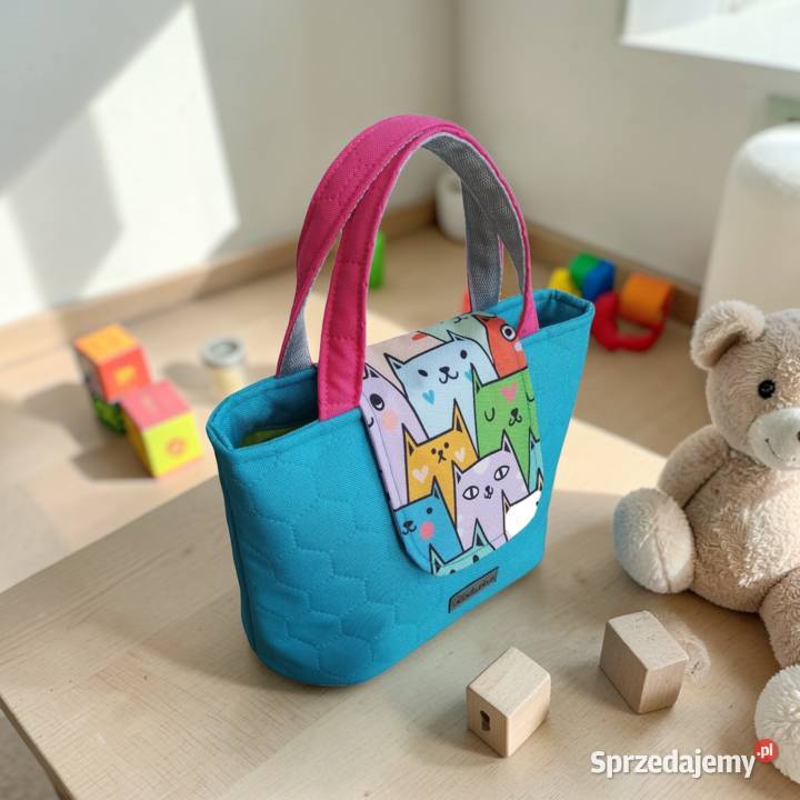 Niebieska Torebka Koszyk w KOTKI handmade Kraków