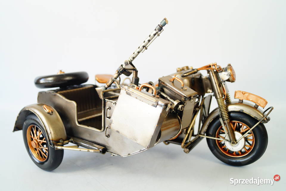 Metalowy pojazd stary motocykl z dostawką Gizałki