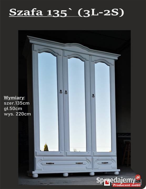 Duża Stylowa Prowansalska Szafa 130 3D3s Biały 216cm Szafy i garderoby kujawsko-pomorskie Inowrocław