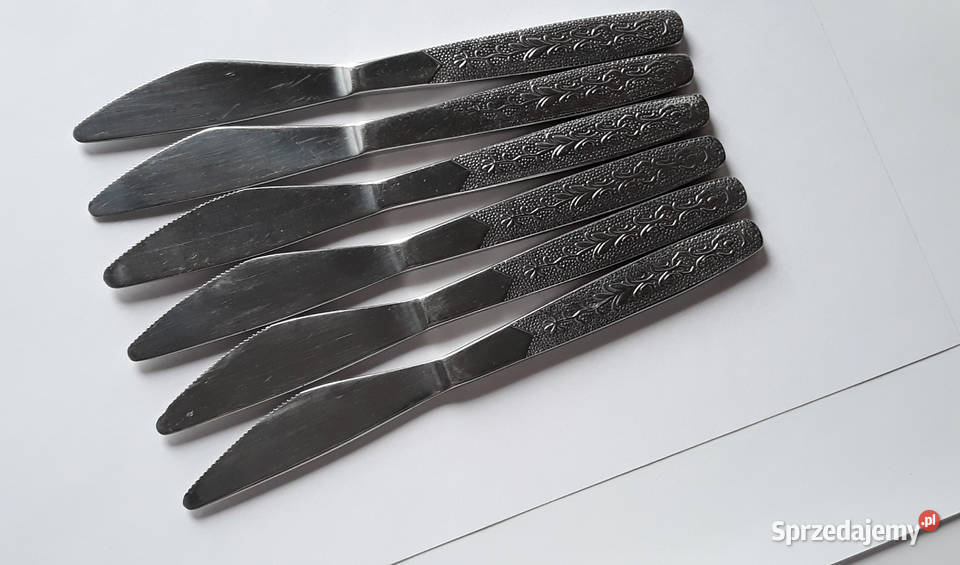 Noże obiadowe 1 ROŚLINNY Gerlach sztućce PRL śląskie Dąbrowa Górnicza sprzedam