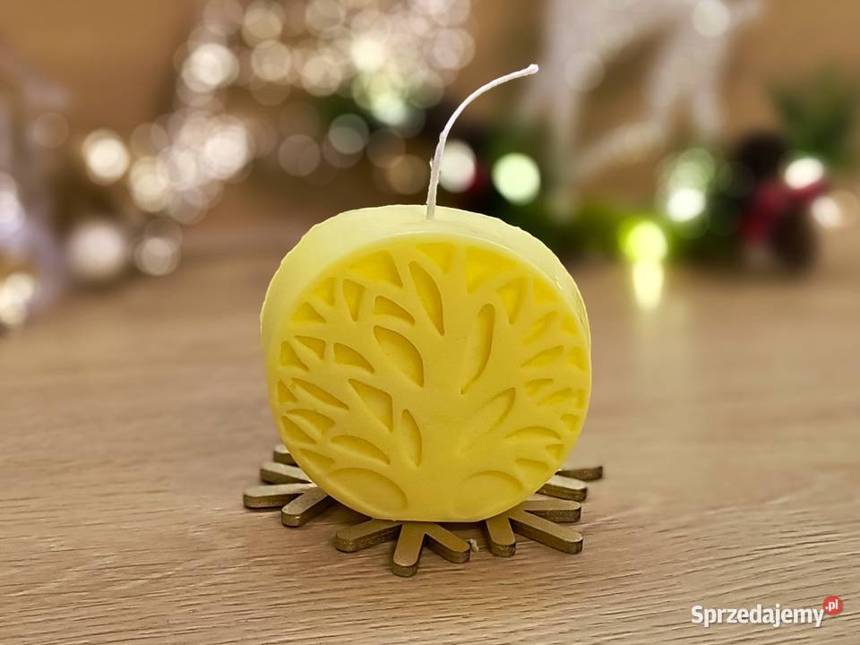 Świeca sojowa zapachowa koło z motywem drzewa