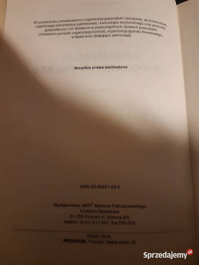 Organizacja gospodarki w Polsce Wrocław sprzedam