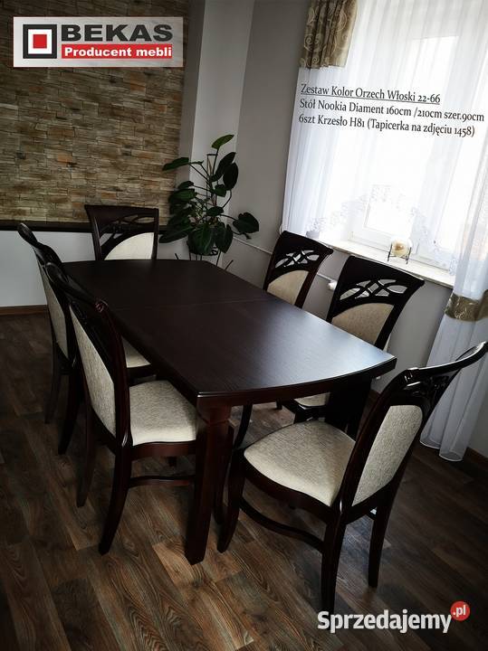 Stylowy Komplet Mebli Stół Krzesła Bekas Orzech