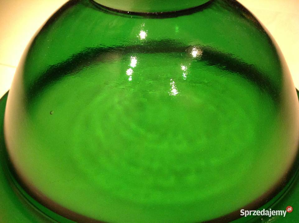Stara Duża Misa grube zielone szkło Dekoracja Nowa Sól