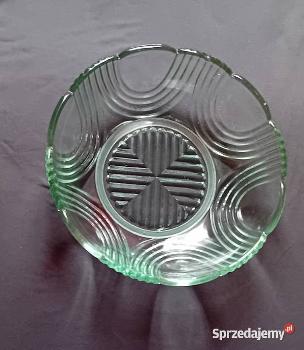 Miska art deco w kolorze zieleni uranowej Koźminek