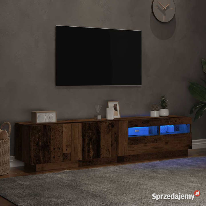 Szafka pod TV z oświetleniem LED stare drewno Warszawa