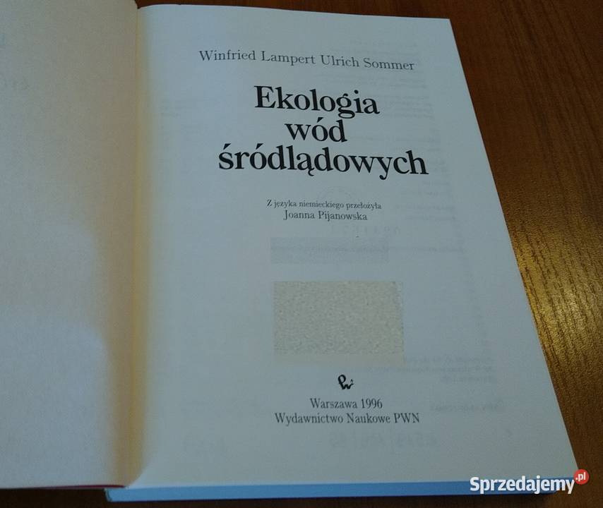 Ekologia wód śródlądowych Winfried Lampert Gdańsk